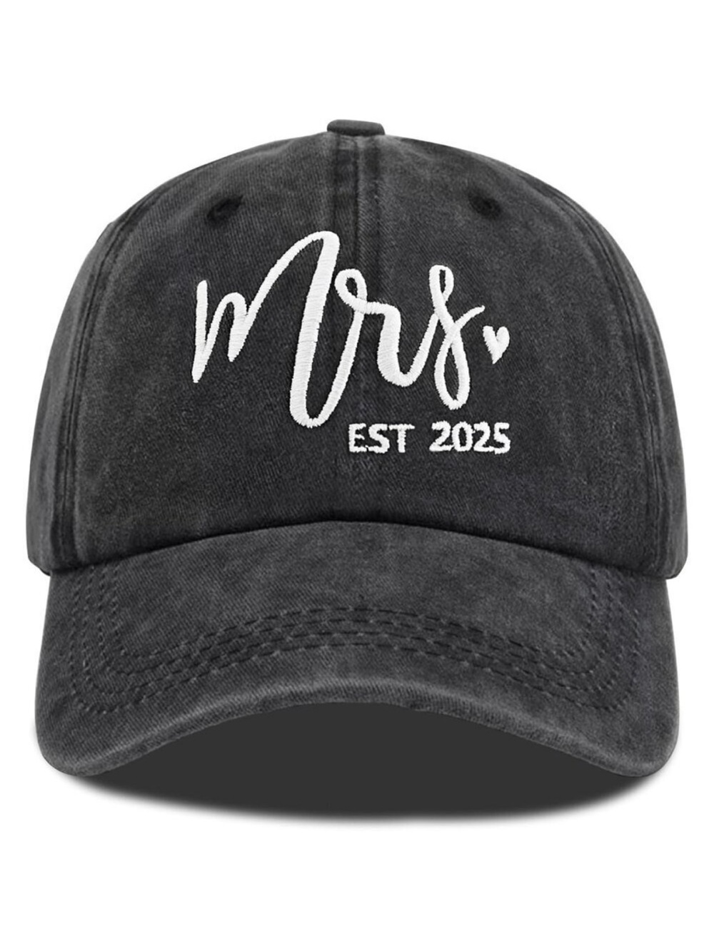 Mrs. EST 2025 Embroidered Baseball Cap - Black & White
